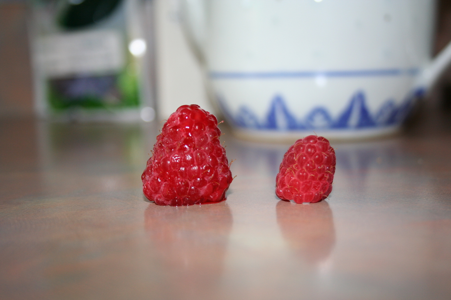large and small raspberries