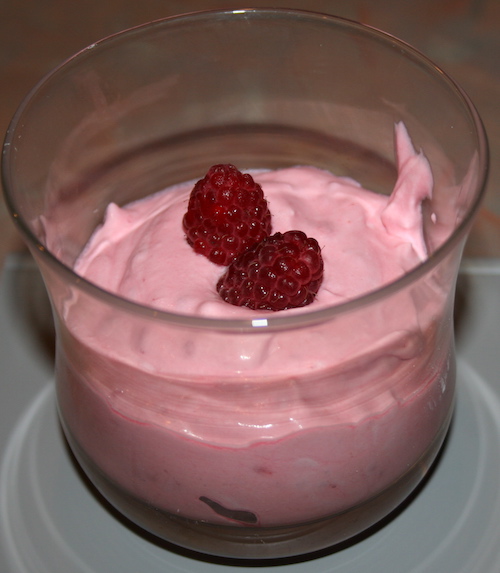 raspberry dessert in glass