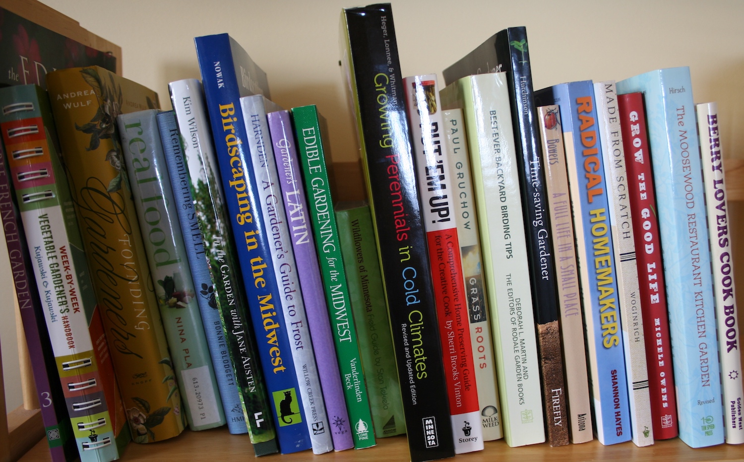 garden books on shelf