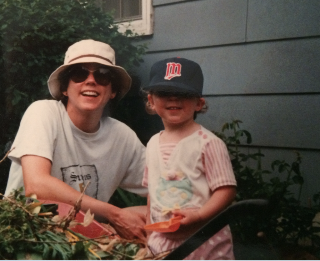 Mary Schier and daugther in the garden in about 1992